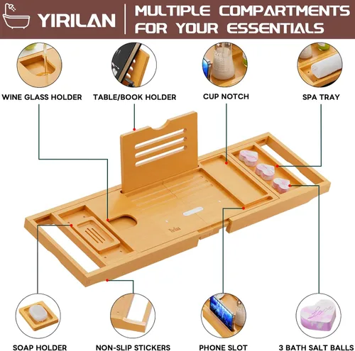 Miniatura 4 de Lux - Bandeja expandible para bañera con 3 bombas de baño, cuidado personal y relajación, regalos de cumpleaños para mujeres y hombres, idea