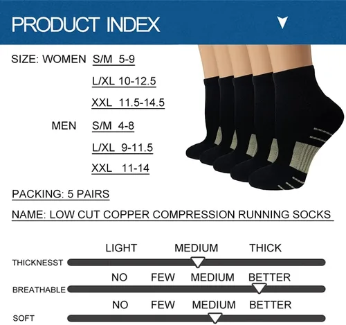 Miniatura 6 de Iseasoo Copper Compression Socks for Men & Women Circulation-Ankle Plantar Fasciitis Socks Support for Athletic Running