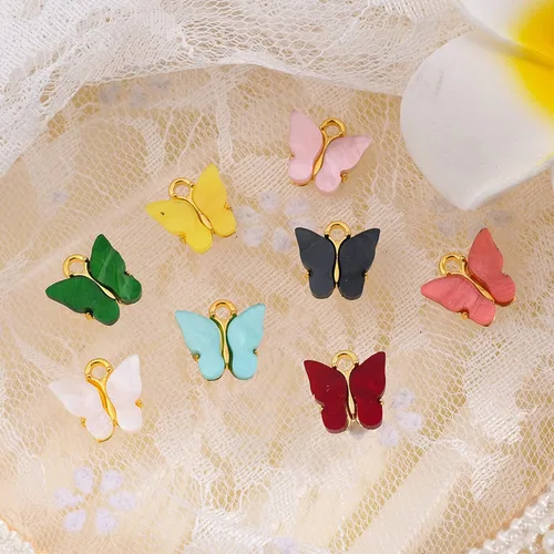 Miniatura 4 de 32 dijes de mariposa acrílicos con forma de mariposa colorida para aretes, pulseras, collares, joyería DIY, fabricación de colgantes