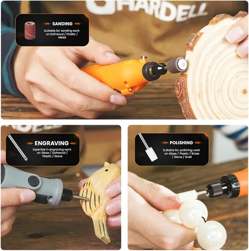 Miniatura 5 de HARDELL 69 piezas de accesorios para herramientas rotativas, kit de accesorios para herramientas rotativas eléctricas con vástagos de diámetro