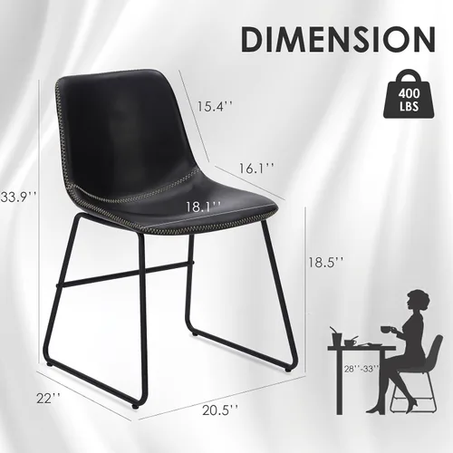 Miniatura 2 de Soohow Juego de 4 sillas de comedor modernas de mediados de siglo, sillas de cocina tapizadas de piel sintética con patas de metal, cómodas sillas