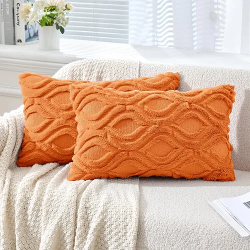 Miniatura 15 de MIULEE - Juego de 2 fundas de almohada de lana sintética suave y afelpada, fundas decorativas de estilo bohemio para sofá, sala de estar, cama, 18 x