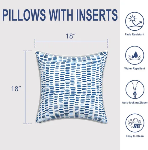 Miniatura 904 de Juego de 2 almohadas para exteriores de 16 x 16 pulgadas, repelentes al agua con interiores, para muebles de patio, hogar, jardín, geometría bohemia