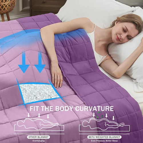 Miniatura 119 de Manta con Peso Azul para Adultos 12 libras, 48"x72", Tamaño Twin Full Manta Pesada Refrescante para 110-130 libras, Mantas Grandes de Microfibra