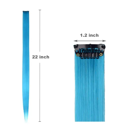 Miniatura 5 de EuTengHao 36 paquetes de extensiones de cabello con clip de 22 pulgadas, extensiones de cabello liso colorido con clip para mujeres y niños, Recto
