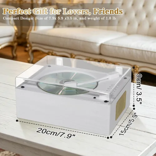 Miniatura 6 de CD Player with Bluetooth 5.3, Wood Grain CD Player for Home, Retro Desktop Music Player, Dual HI-FI Speakers with Remote Control