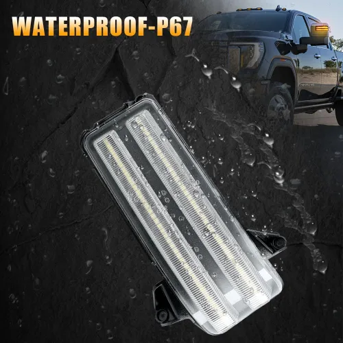 Miniatura 5 de ROCCS Luz de señal de giro secuencial ámbar con interruptor de retroceso LED para espejo lateral de remolque, luz DRL blanca de estacionamiento