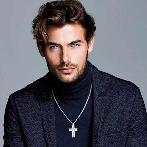 Miniatura 42 de Collar de cruz para hombre, piedras preciosas de color piedra natal de circonita cúbica, collar de acero inoxidable para hombre, cadena de 24