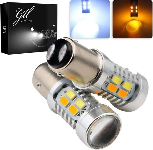 GLL 1157 BAY15D 5730 20 SMD - Bombillas de luz led de direccional, conmutador color ámbar / blanco 3.8W 12V, led muy brillante 600 lúmenes