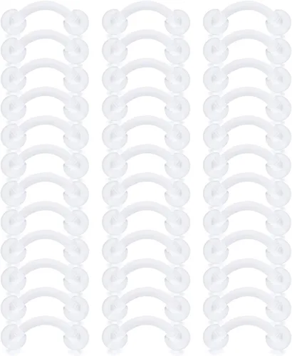 Miniatura 9 de 16G - Piercing de plástico transparente para cejas, ojos de serpiente, lengua, acrílico, bioflex, cartílago, hélix, tragus, pezón, vientre, labio