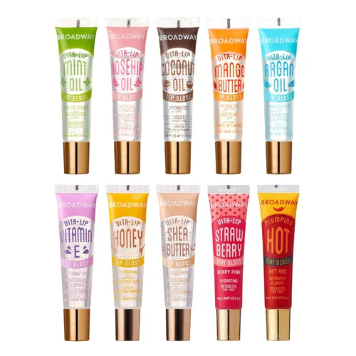 Miniatura 10 de Ruby Kisses Broadway Vita-Lip Brillo de labios transparente (paquete de 7) Bálsamo labial ultrahidratante y calmante con vitaminas, acabado de alto