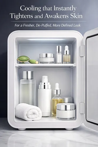 Miniatura 5 de Refrigerador LED Mirror para el cuidado de la piel (4 litros/6 latas) Mini refrigerador de belleza y maquillaje con enfriamiento y calentamiento