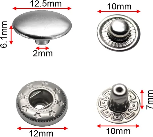 Miniatura 2 de Megoto - 60 juegos de broches de presión de 12,5 mm y 633 # de acero inoxidable, botones de tapa para bolsas, abrigos, ropa marina, chaquetas