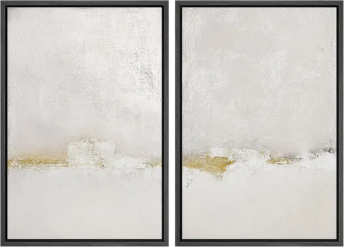 Miniatura 70 de SIGNWIN Lienzo enmarcado para pared, ilustraciones abstractas texturizadas en tonos beige terrosos, arte moderno, decorativo, contemporáneo