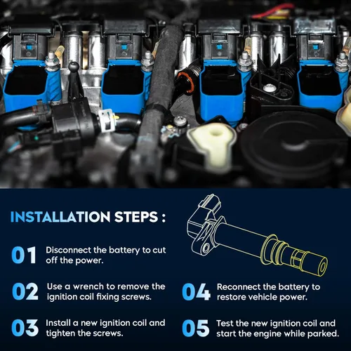 Miniatura 6 de Paquete de bobinas de encendido para Nissan Altima 2002-2006 2.5L L4, para Nissan Sentra 2002-2008 2.5L L4, para Nissan X-Trail 2002-2013 2.5L L4