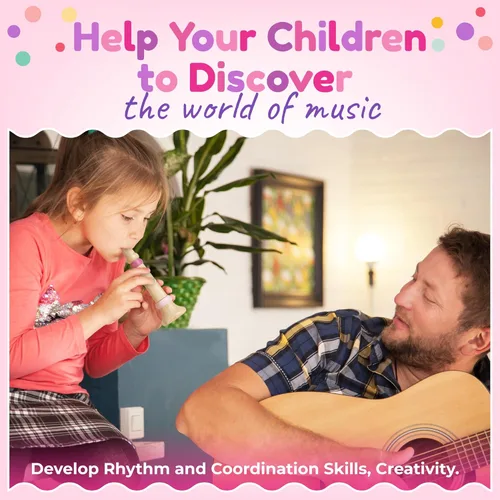 Miniatura 6 de Stoie's Instrumentos musicales de madera rosa para niños pequeños a partir de 3 años, juego de juguetes musicales Montessori con xilófono