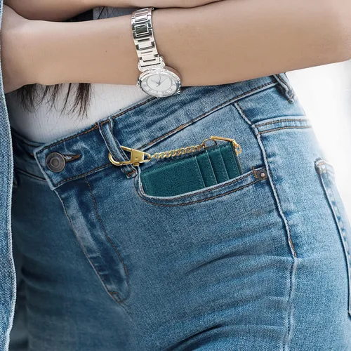 Miniatura 63 de SEAVILIA Tarjetero llavero cartera para mujer con ventana de identificación RFID monedero regalo abeja delgada minimalista pequeña cartera