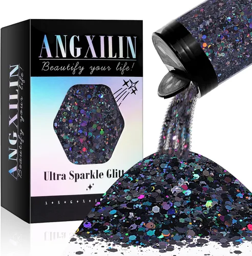 Miniatura 7 de Purpurina artesanal mixta holográfica gruesa y fina, 190g/6.7oz a granel, lentejuelas láser para arte de uñas, cara y cuerpo, para hacer joyas