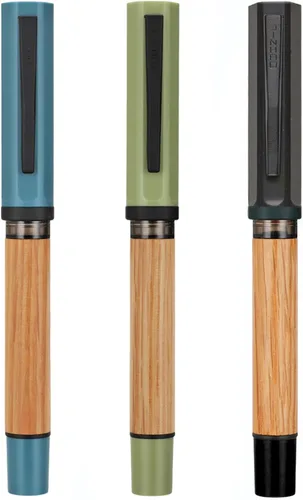 Miniatura 8 de Jinhao 58 - Pluma estilográfica de madera de roble natural hecha a mano, punta fina con tapa de rosca y convertidor de tinta, elegante regalo Verde