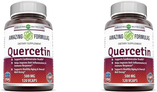 Amazing Formulas - Quercetina 500 Mg * promueve la salud cardiovascular, mejora la respuesta antiinflamatoria e inmune, favorece el envejecimiento