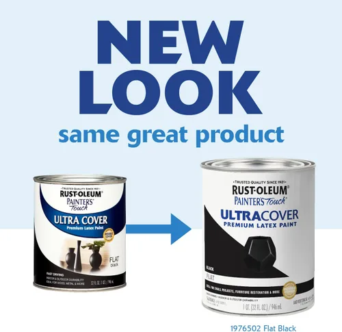 Miniatura 2 de Rust-Oleum 1976502 Painter's Touch - Pintura de látex, cuarto de galón, negro plano, 32 onzas líquidas, (paquete de 1)