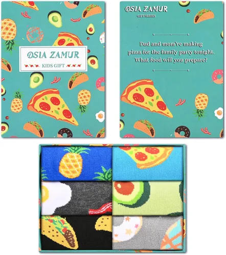 Miniatura 2 de Calcetines para niños y niñas, paquete de 4 a 6 unidades + caja de regalo, novedosos calcetines de pantorrilla coloridos para niños de 2 a 12 años