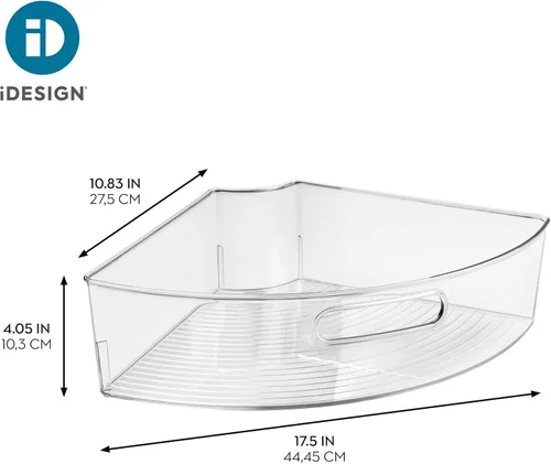 Miniatura 4 de iDesign Cubo de plástico transparente de 1/4 para armario esquinero Lazy Susan, organizador de armario de cocina, paquete de 4