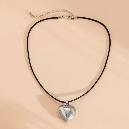 Miniatura 6 de Gargantilla de corazón grueso y hinchado, colgante de corazón grande, cadena de terciopelo ajustable, collares de corazón para mujeres