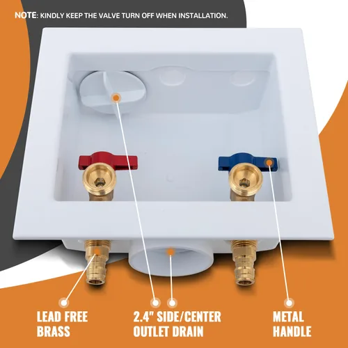Miniatura 8 de SUNGATOR Pex A - Caja para lavadora, entrada de expansión Pex A de 1/2 pulgada x salida MHT de 3/4 pulgadas, caja de salida de lavandería