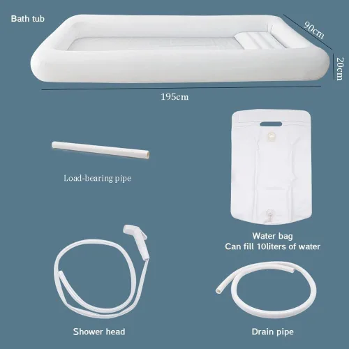 Miniatura 7 de Kit de lavabo inflable para bañera y ducha para ancianos, sistemas inflables de lavabo de PVC con bolsa de agua y bomba de aire eléctrica, bañera