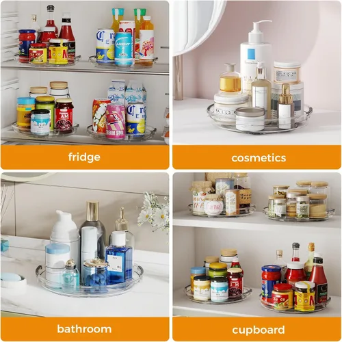 Miniatura 7 de Paquete de 2 Organizadores Lazy Susan, Mesa Giratoria Lazy Susan de 9.25 pulgadas para Gabinete Superficie de Mesa Refrigerador, Organizador