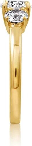 Miniatura 3 de Tienda Essentials Anillo redondo de 3 piedras de plata de ley chapada en platino o oro hecho con circonita cúbica de elementos infinitos