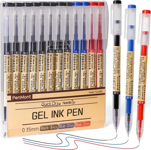Miniatura 8 de Bolígrafos de Gel de Secado Rápido, Estilo Japonés, Punta Extra Fina de 0.35mm, Escritura Precisa y Suave, Paquete de 12