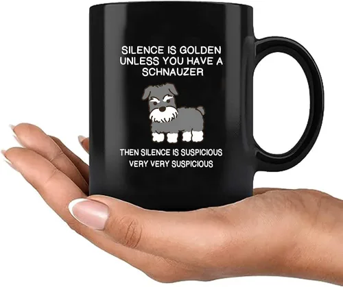 Miniatura 8 de Silence is Golden Unless You Have A Schnauzer Dog Mom Dad Pet Lover - Taza de cerámica para café (negro, 11 onzas)