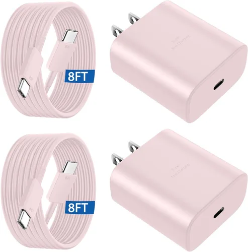 Miniatura 21 de Cargador súper rápido Samsung USB-C de 45 W tipo C de 8 pies, cable de carga rápida con bloque de cargador de pared de teléfono Android para Samsung