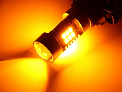 Miniatura 9 de iJDMTOY Bombillas LED 21-SMD PY24W 5200s de color amarillo ámbar sin errores compatibles con luces direccionales delanteras BMW, compatibles con BMW