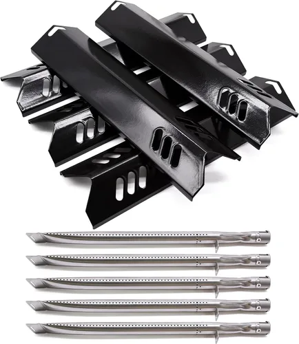 Pieza de repuesto para parrilla DynaGlo DGF510SBP, DGF493BNP, paquete de 5 protectores de placa térmica y tubos de quemador para parrilla de patio