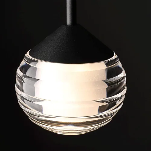 Miniatura 4 de Lámpara colgante de metal negro Mini lámpara colgante esférica con pantalla de bola de vidrio moderna 12W regulable Lámparas de suspensión nórdico
