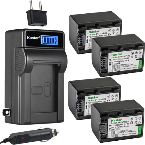 Miniatura 5 de Kastar NP-FV70 - Cargador de batería LCD de CA compatible con Sony NP-FV30, NP-FV50, NP-FV70, NP-FV90, NP-FV100, cámara de batería Andoer HDV-201LM