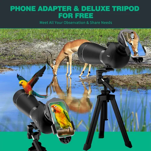 Miniatura 6 de Gosky Alcance de Observación HD 20-60x80mm con Trípode y Adaptador para Smartphone, Alcance de Observación con Prisma BAK 4 para Observación