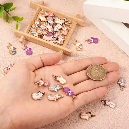 Miniatura 5 de Abalorio esmaltado con diseño de animales, diseño de flores, cabeza de ganado, gato, mariposa, zorro, tortuga, colgantes, colgantes, colgantes