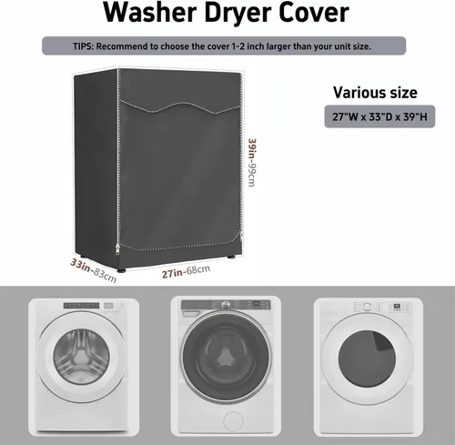 Miniatura 2 de MBOOM Cubierta para lavadora/secadora, 600D Oxford impermeable a prueba de polvo, protección completa, adecuada para lavadora de carga frontal, 27
