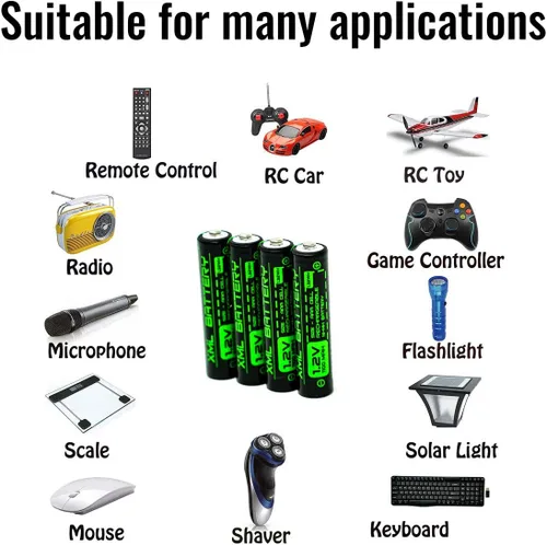 Miniatura 5 de (4 unidades) 1.2v 1100mAh AAA Ni-MH batería recargable de baja autodescarga para luces solares, más 1.2v 1100mAh AAA Celda Ni-MH
