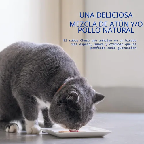 Miniatura 2 de INABA Churu Bisque para gatos, plato de puré cremoso para lamer con vitamina E, 1.4 onzas por bolsa, 12 bolsas, receta de pollo