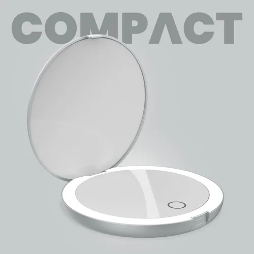Miniatura 2 de LUNA London Compact Travel Mirror Travel Makeup Mirror with Light LED Lighted Vanity Mirror with 3 Light Modes 7X Magnification Folding Chalk