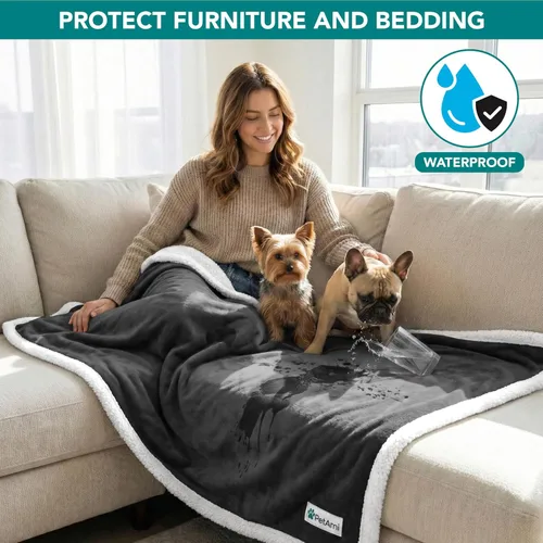 Miniatura 7 de PetAmi - Manta impermeable para perro adecuada para cama, sofá Funda impermeable para cama de perro, para perros grandes, cachorros Manta