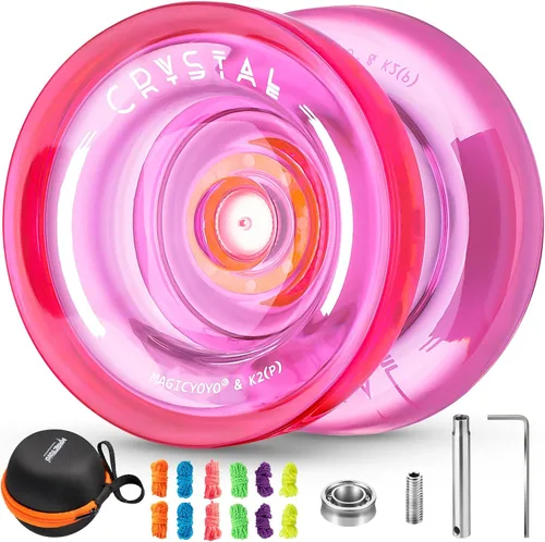 Miniatura 9 de MAGICYOYO Yo Yo de Cristal Profesional K2, Yoyo Responsivo para Niños de 8-12, Yo-yo de Plástico con Giro de Dedo para Trucos con Rodamiento No