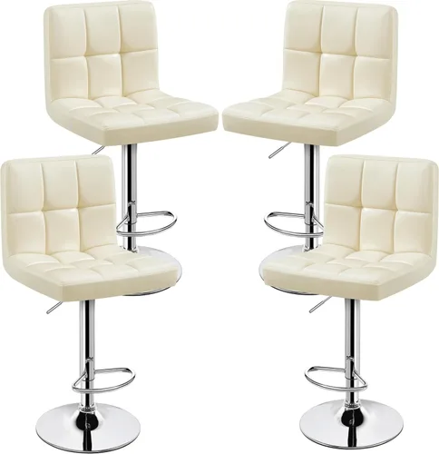 Miniatura 21 de Topeakmart Taburetes de bar modernos de altura ajustable, taburete giratorio de piel sintética, silla trasera de isla de cocina, taburete giratorio