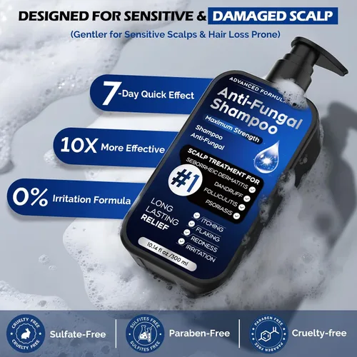 Miniatura 6 de Champú antifúngico para dermatitis seborreica, foliculitis y psoriasis del cuero cabelludo, champú anticaspa para hombres y mujeres, alivia