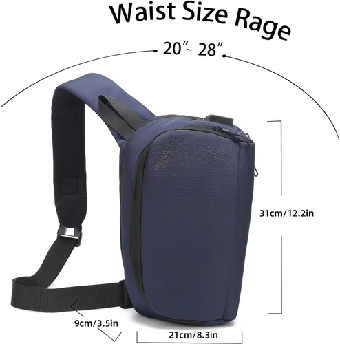 Miniatura 3 de Riñonera para hombres y mujeres, impermeable, para viajes, correr, con puerto de carga USB, Azul